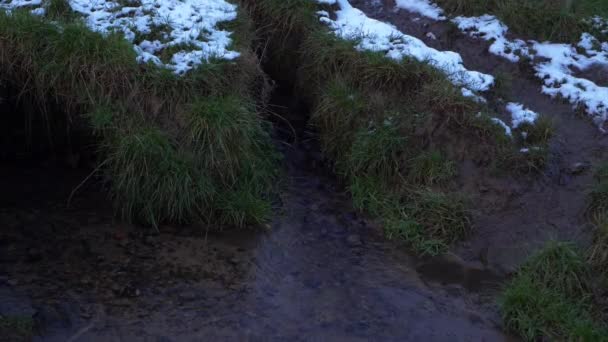 Natürlicher Süßwasserfluss im Winter — Stockvideo