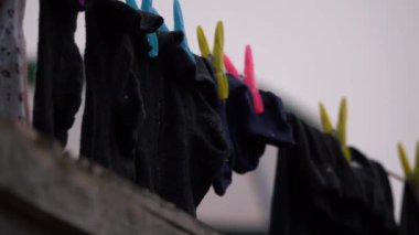 Washing on the line as it starts to snow