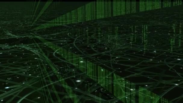 Φουτουριστικό matrix animation εφέ με γρήγορα κινούμενα ρεύματα δεδομένων — Αρχείο Βίντεο