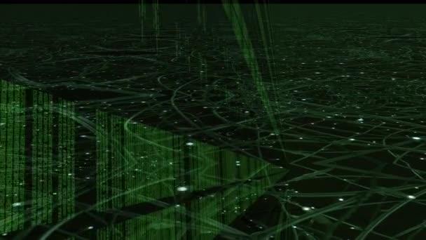Animação de efeito de matriz futurista com fluxos de dados — Vídeo de Stock
