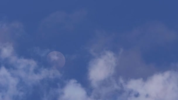 Zeitraffer des Aufstiegs des Mondes durch Wolken Animation — Stockvideo
