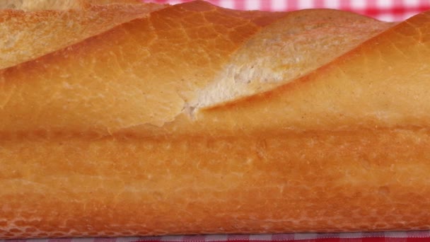 Pan de baguette de pan fresco — Vídeo de stock