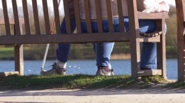 Göl kenarındaki bankta insanlarla.