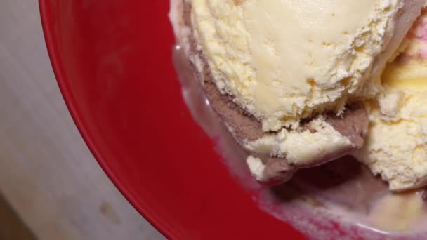 Helado napolitano en diferentes sabores — Vídeo de stock