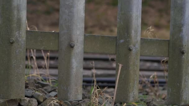 Railway tracks protective barrier rails — Stock Video