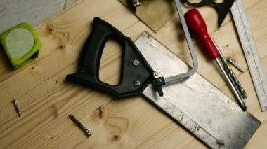 Marangoz araçları marangozluk ortamı genel çekim seçici odak için