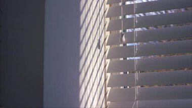 Venedik pencereleri kırpar güneş ışığı sicimi orta 4k süper yavaş çekim seçici odak noktası