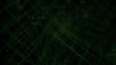 Üç boyutlu alan 4k animasyonunda bilgisayar kodu oluşturuluyor