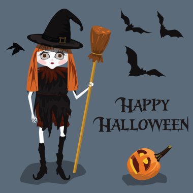 Vektör arka plan. Cadı Cadılar Bayramı stiliyle.