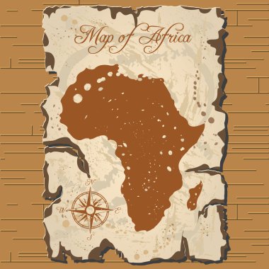 Vektör yaşlı parchament. Afrika Haritası.