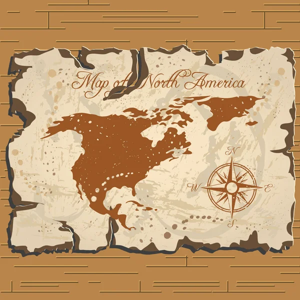 ベクター古い parchament。北アメリカの地図. — ストックベクタ
