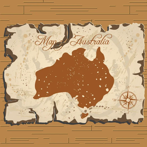 Vector old parchament. Map of Australia. — Stock Vector