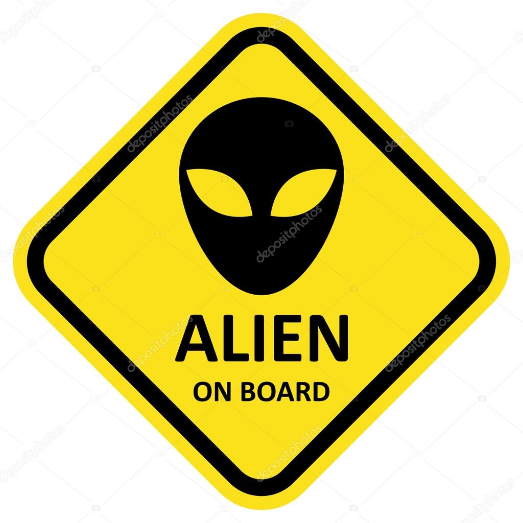 Vector sign alien on board.