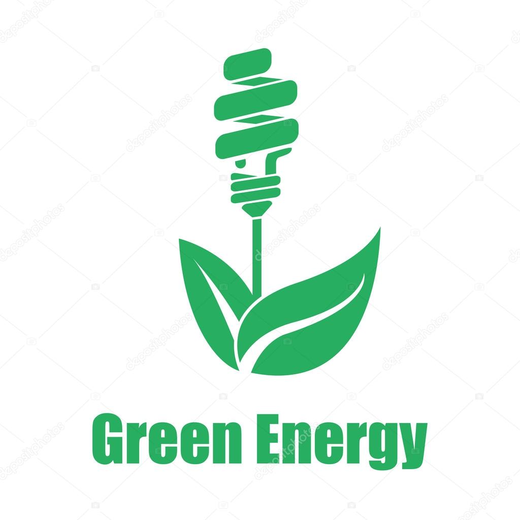 Vector green energy saving white backgroung. Technologies of the