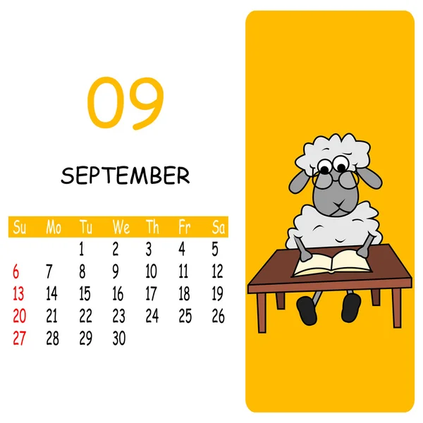 Cartoon calendar  with sheep — Stock Vector