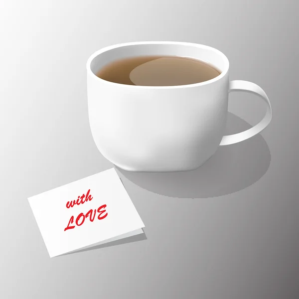 Taza de té con tarjeta de amor — Vector de stock