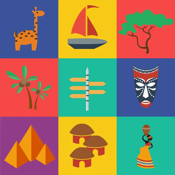 Travel Africa  icons set — Stock Vector
