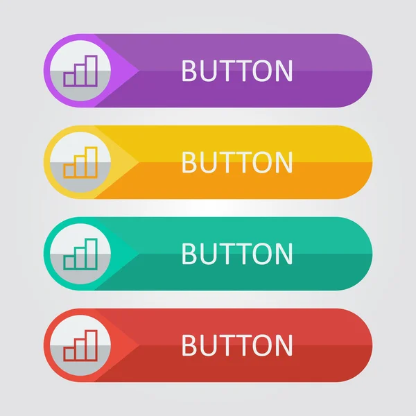 Platte knoppen met statistiek pictogrammen — Stockvector