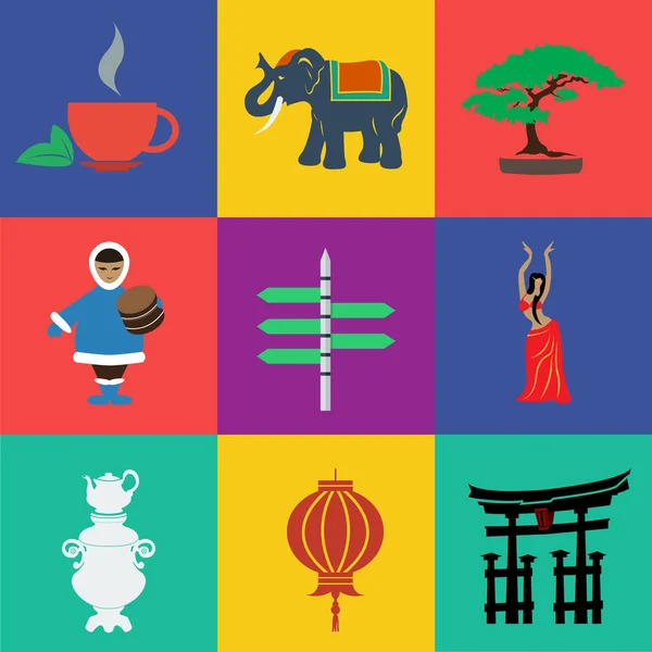 Ensemble d'icônes Travel Asia — Image vectorielle