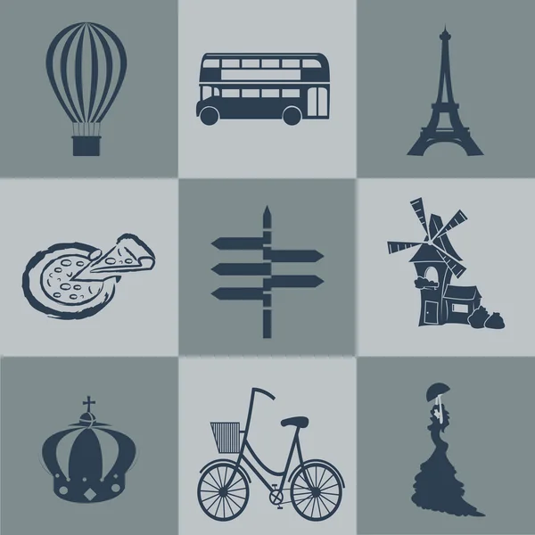 Europe  travel icons — Stock Vector