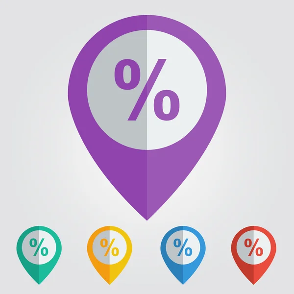 Pinos de cor com ícones por cento —  Vetores de Stock