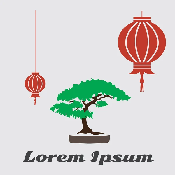 Bonsai tree decoratie samenstelling. — Stockvector