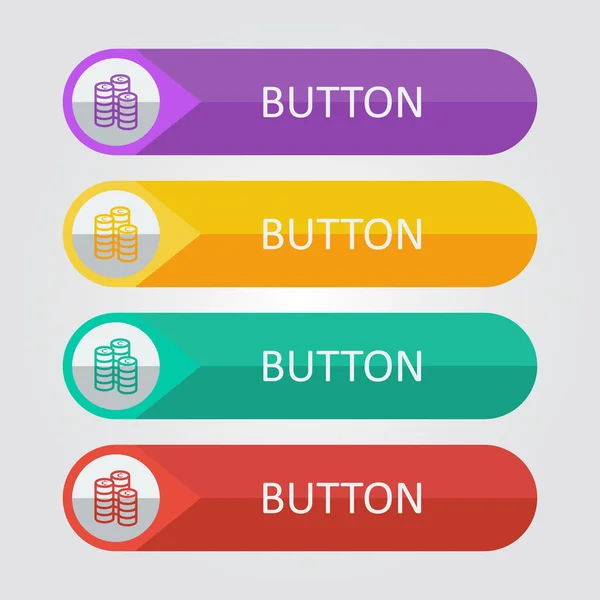 Coins  Icon buttons set — Stock Vector