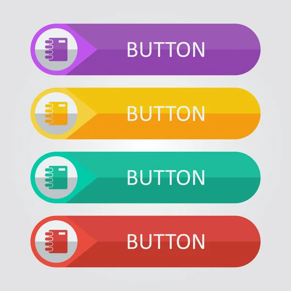 Boutons avec icônes de bloc-notes — Image vectorielle