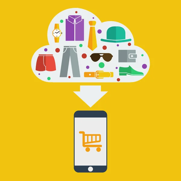Mobilní nakupování pro člověka — Stockový vektor
