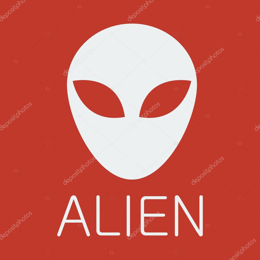 Vector illustration.  alien logo on red background