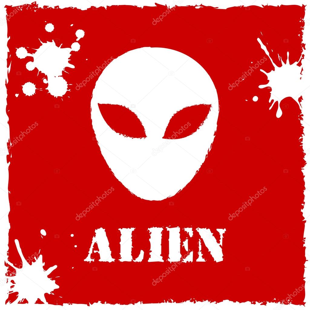 Vector illustration.  alien logo on red background