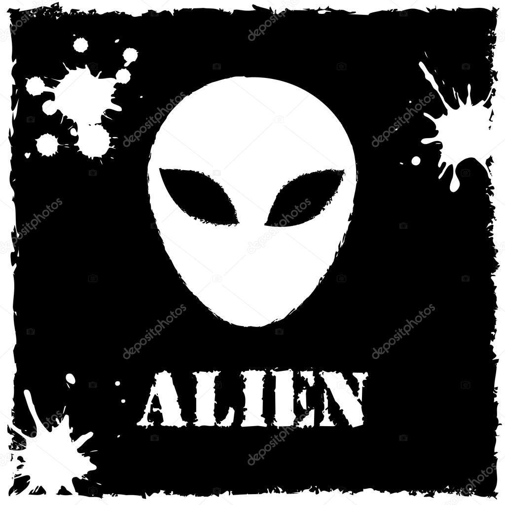 Vector illustration.  alien logo on black background