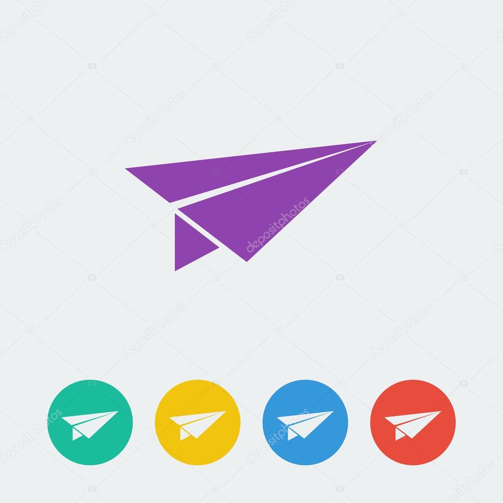 Vector illustration.    flat circle paper airplane icons set