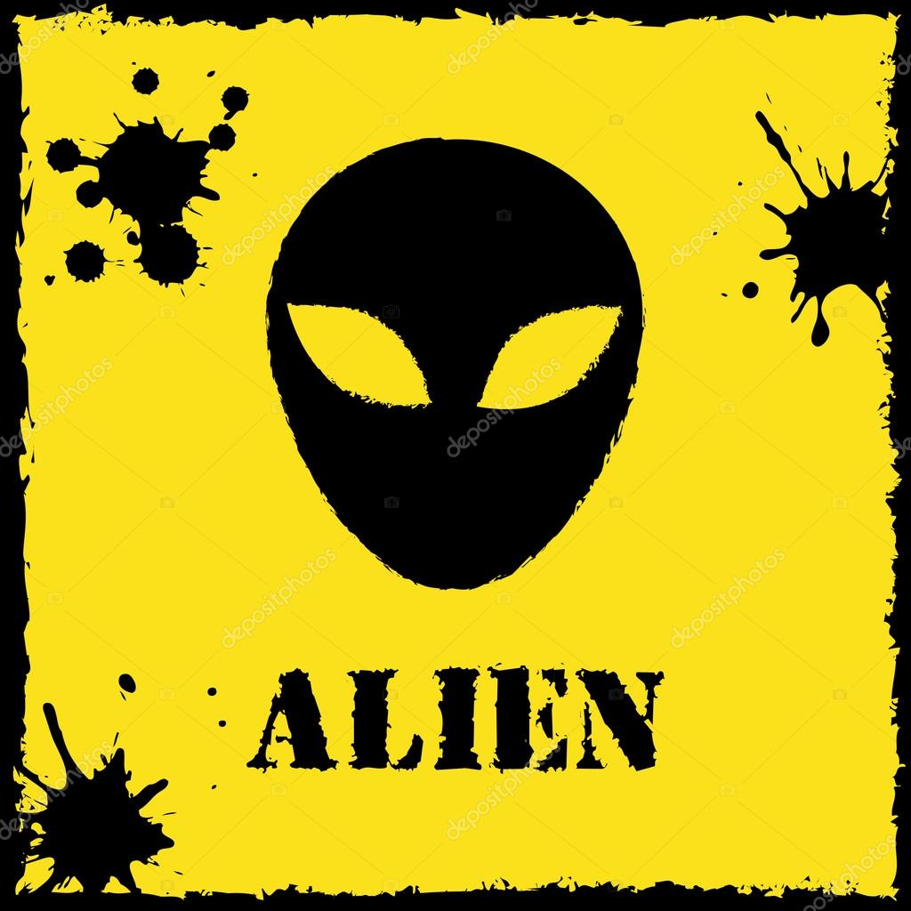 Vector illustration.  alien logo on yellow background