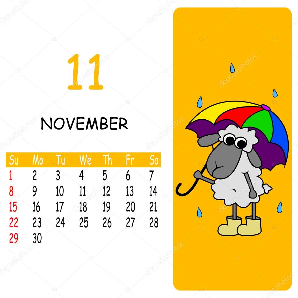 Cartoon november calendar — Stock Vector © FamilyF 65689693