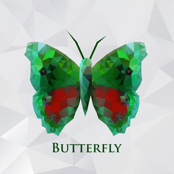 Vector vlinder groen geometrische. — Stockvector