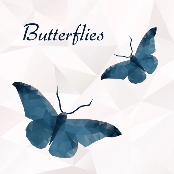 Vector butterflies blue geometric. — Stock Vector
