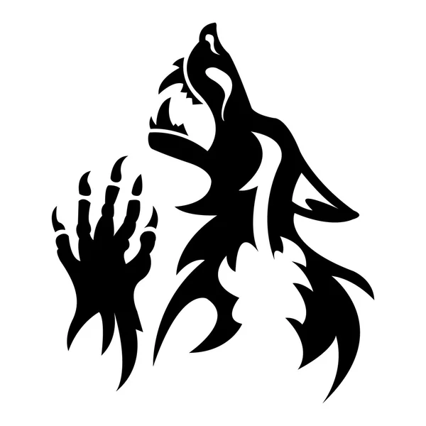Vector werewolf stencil. Dark tattoo. — Stock Vector