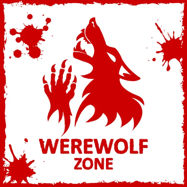 Vector poster. Werewolf zone. White background. — Stock Vector