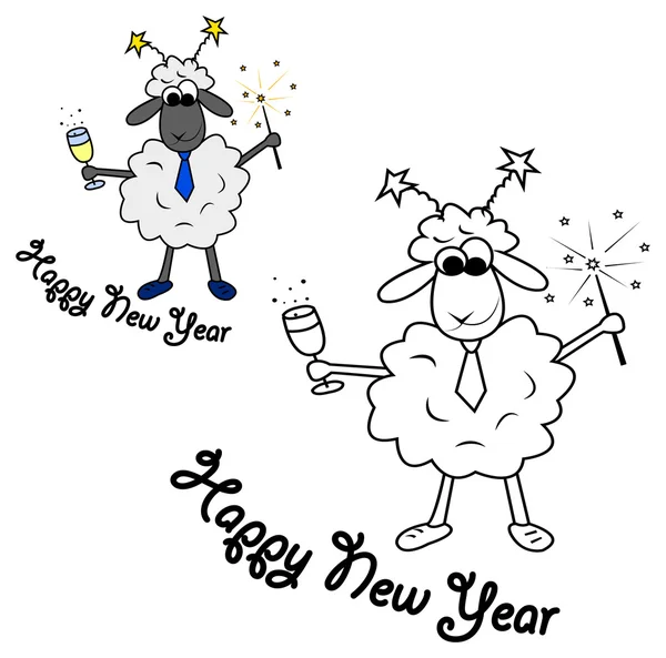 Ovce slaví Nový rok — Stockový vektor