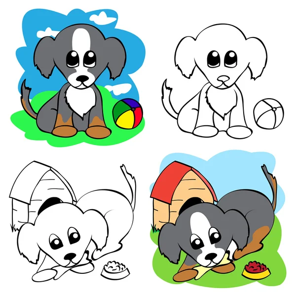 Cartoon puppy set — Stock Vector