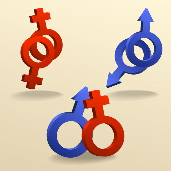Contacto iconos como signos de género — Vector de stock