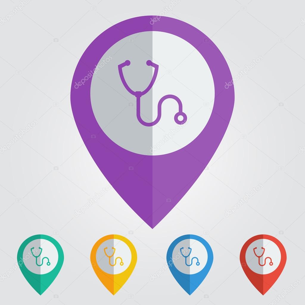 stethoscope, medicine  icon, map pin