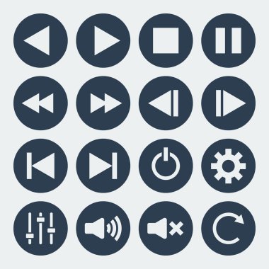 music control icons set. clipart