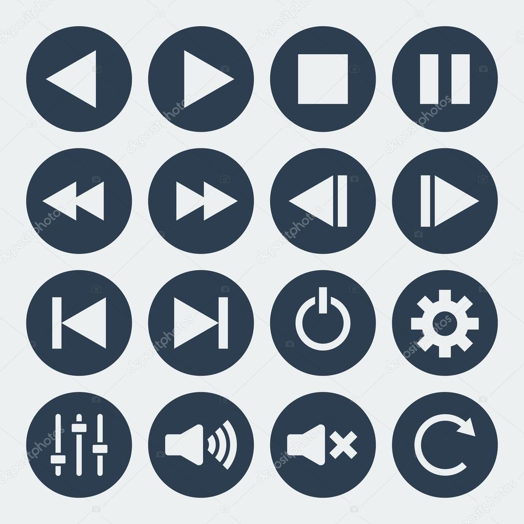 music control icons set.