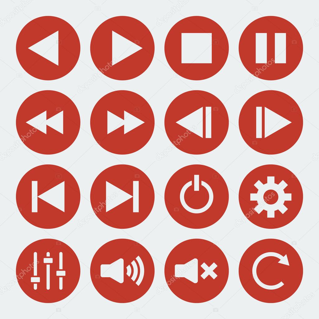 music control icons set