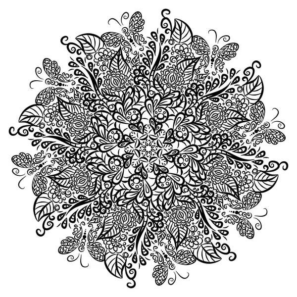 Mandala vetorial. Fundo branco. Ornamento preto . — Vetor de Stock