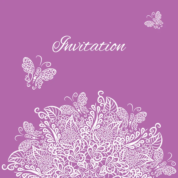 Vector invitation. Violet background. — Stock Vector