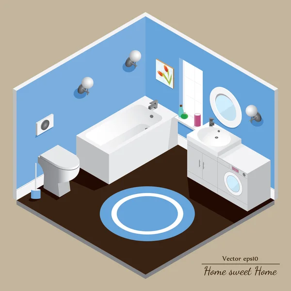 Salle de bain 3D intérieur — Image vectorielle