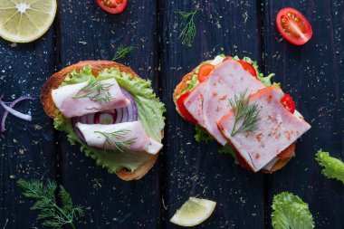 sandviç sebze ve baharat farklı dolguları ile